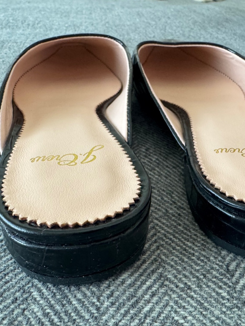 NWT, JCREW, CROC EMBOSSED LEATHER SIMPLE MULE FLAT - Picture 6 of 10